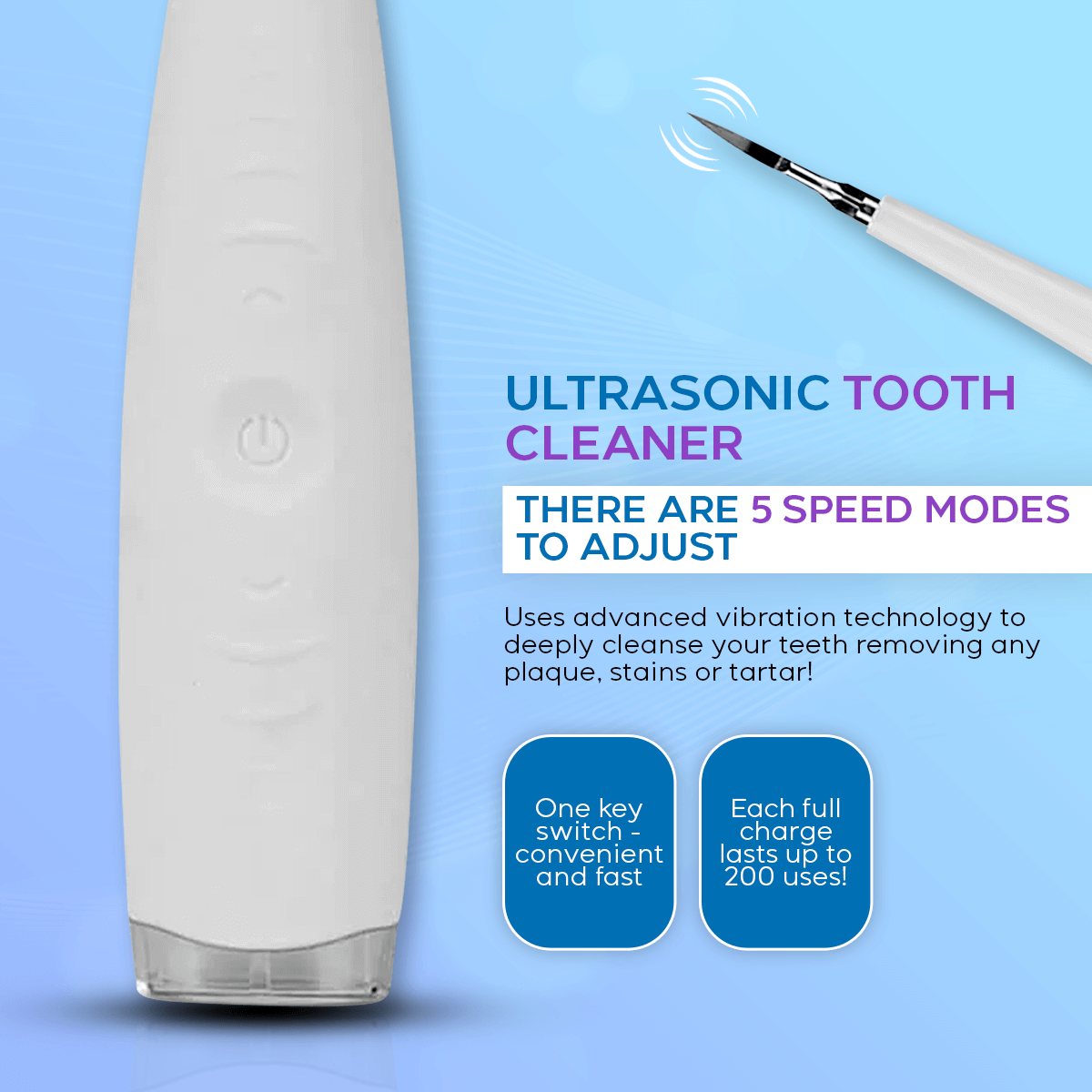 Ultrasonic Tooth Cleaner - Plaque Remover - Smile Therapy